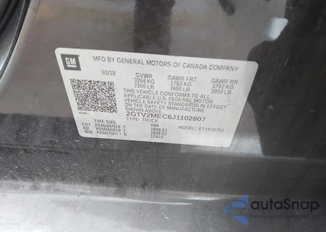 2018 GMC Sierra 1500 Sle from USA, damaged, VIN 2GTV2MEC6J1102807